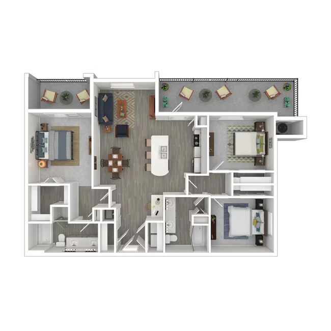3 Bed 2 Bath 1717 SqFt (1397 Net) 3138 floor plan